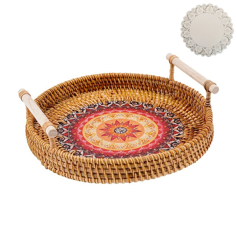 Woven Rattan Serving & Picnic Tray