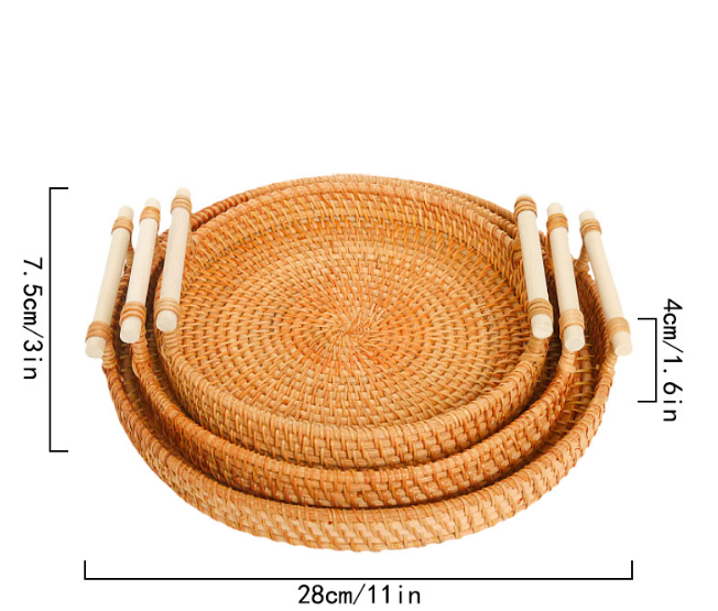 Woven Rattan Serving & Picnic Tray