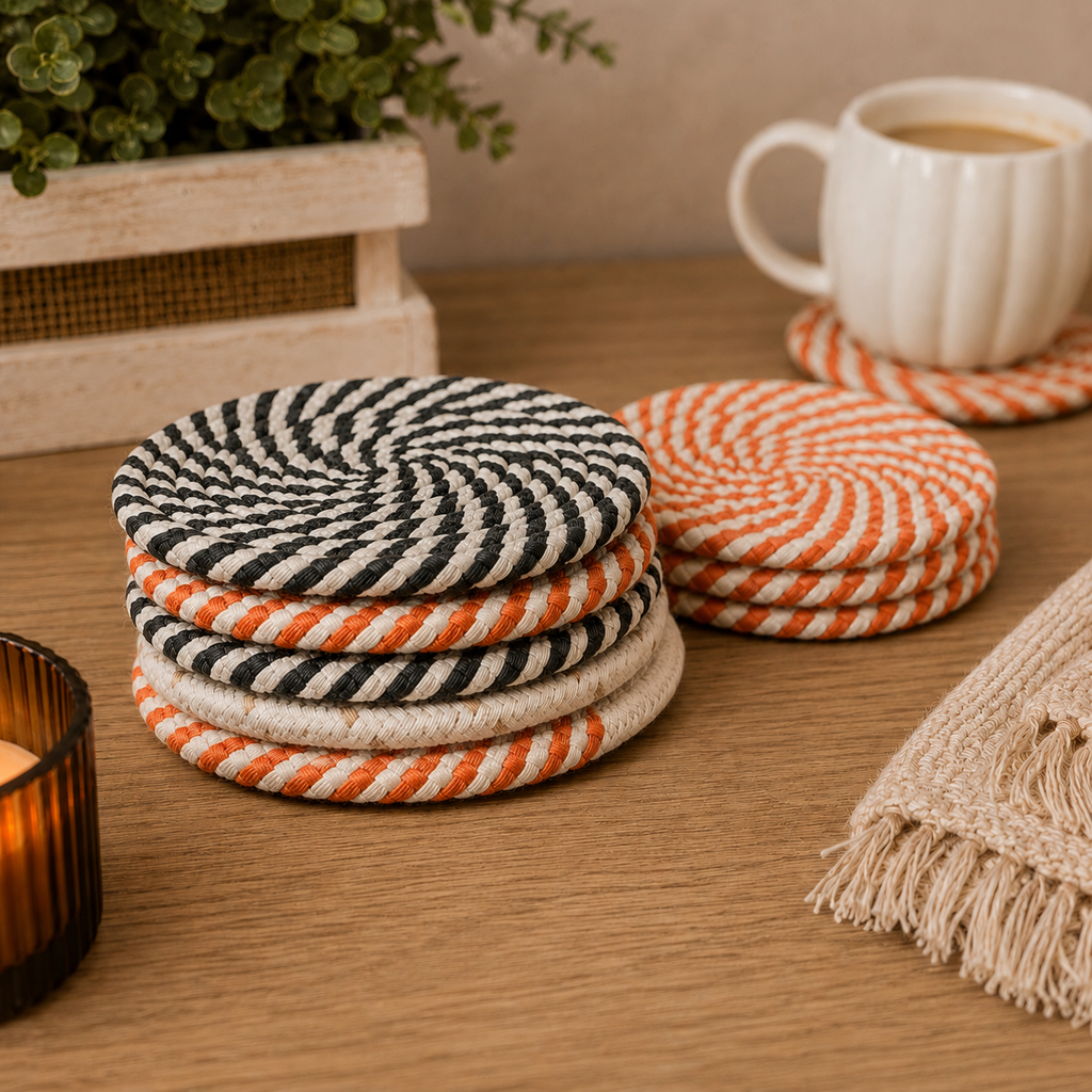 Braided Fall Fabric Coasters — Choice of Set