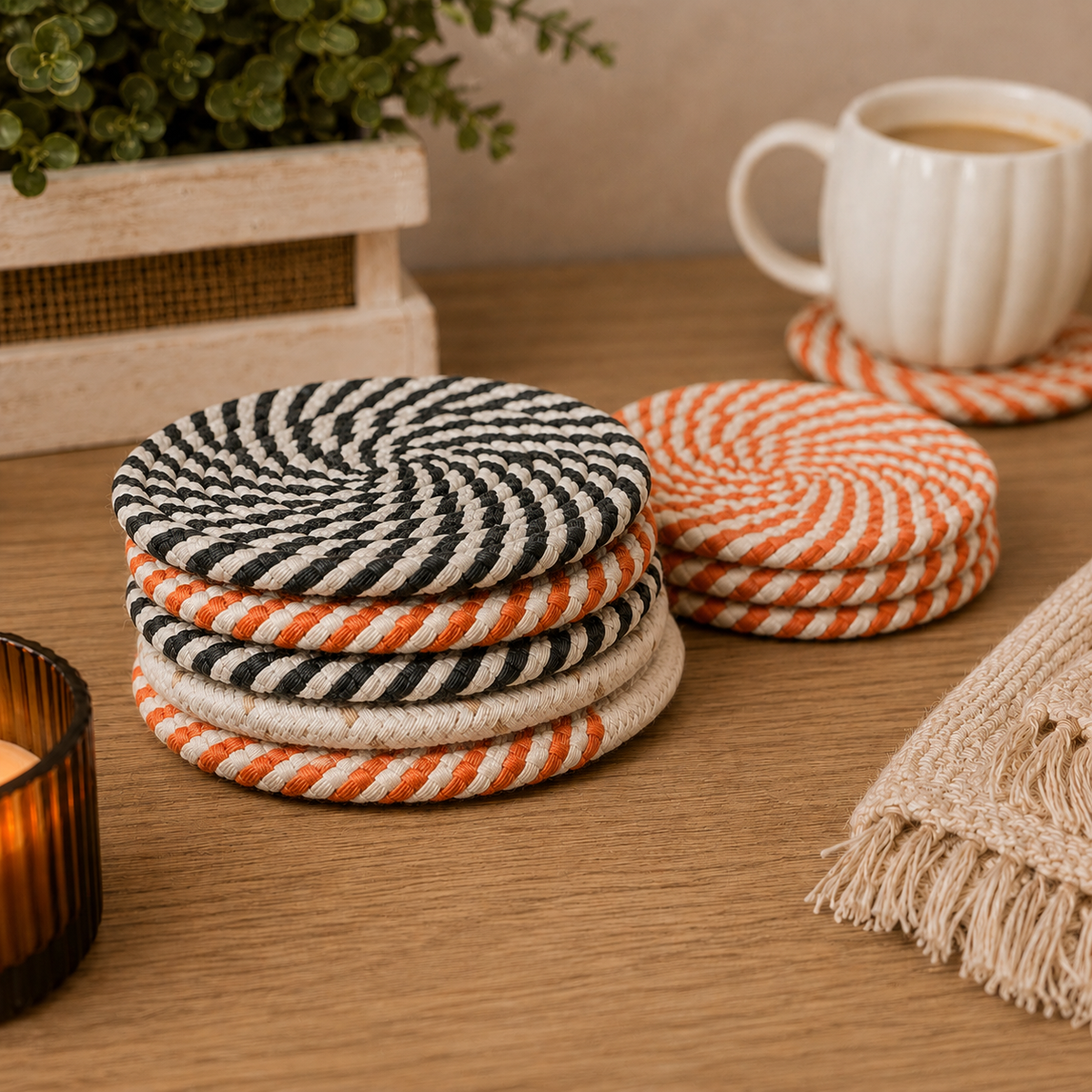 Braided Fall Fabric Coasters — Choice of Set