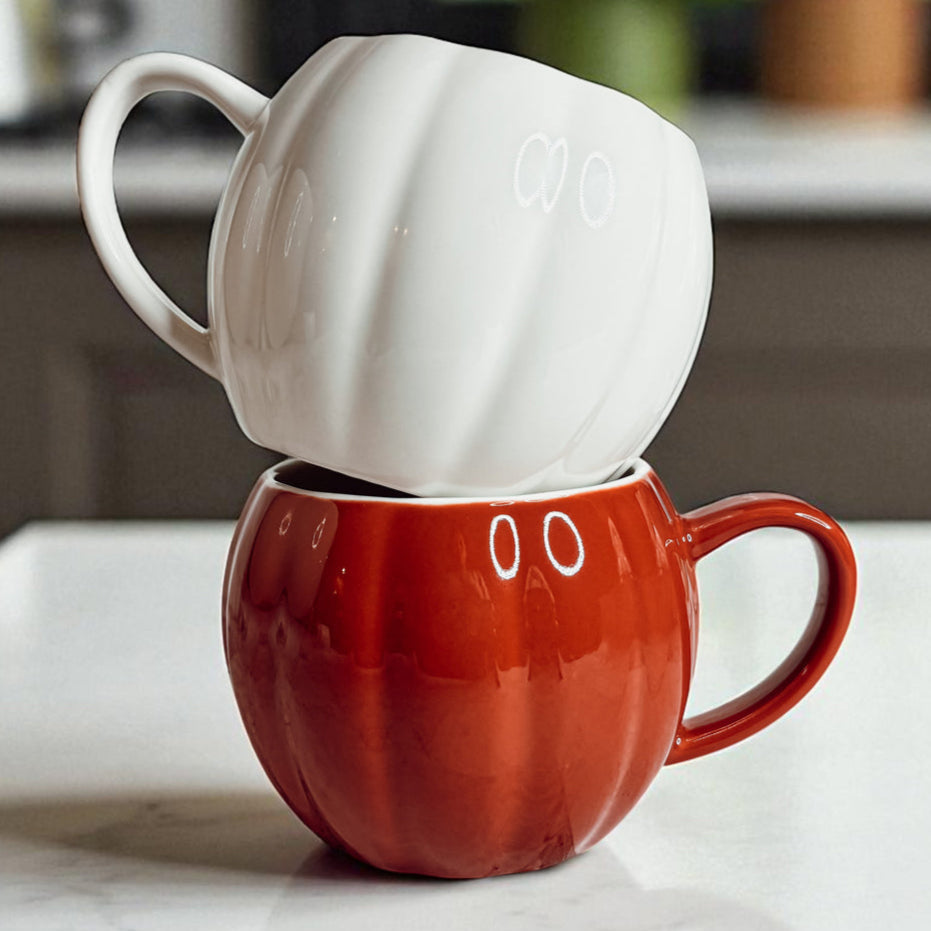 Pumpkin-Shaped Ceramic Mug — 16.8 oz