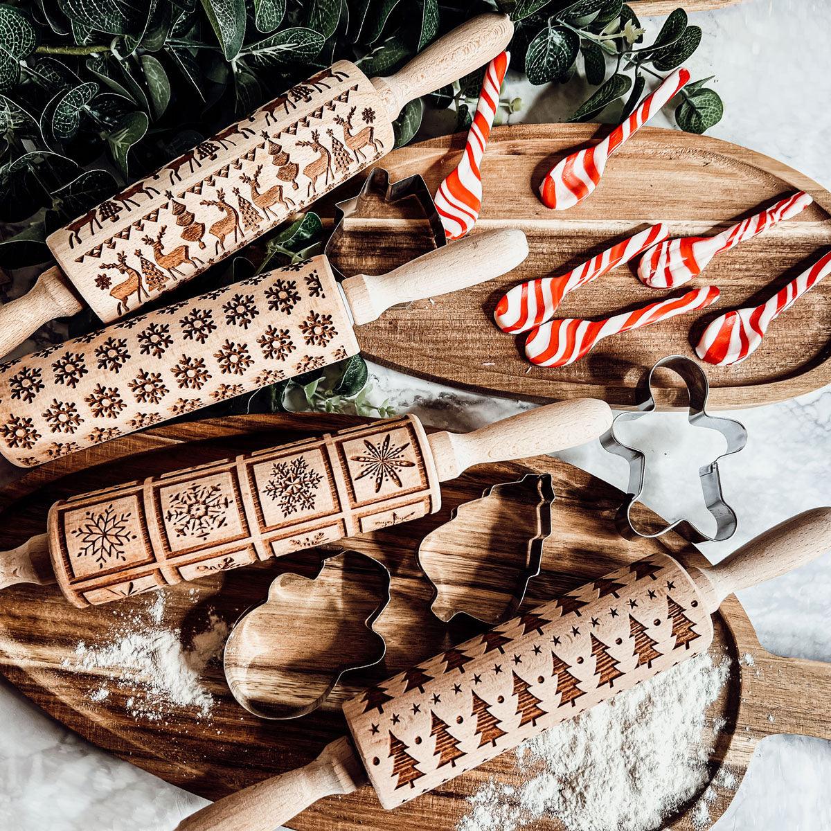 Christmas Embossed Rolling Pin — Choice of Design