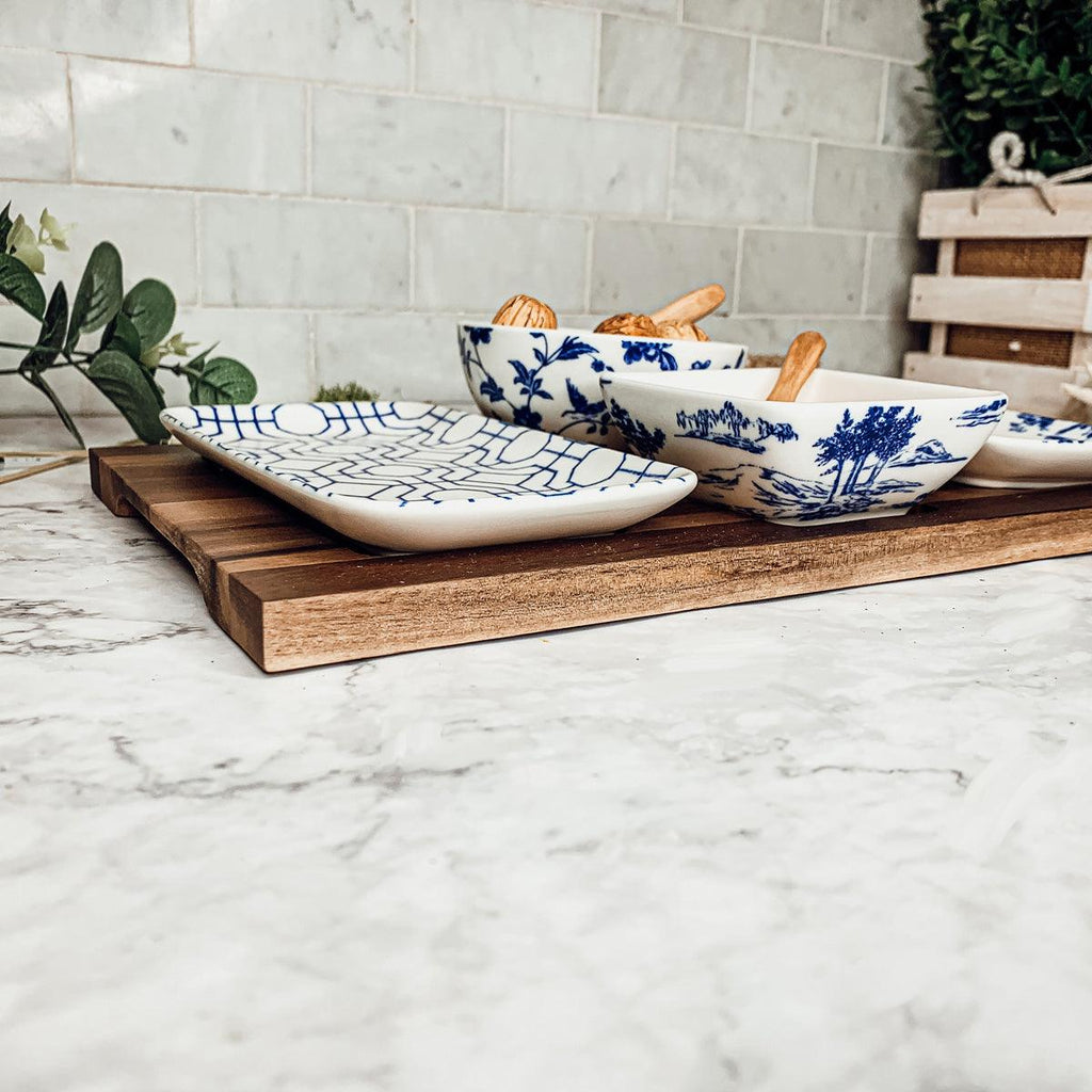 Blue & White Chinoiserie Tapas Serving Set — 7 Pieces
