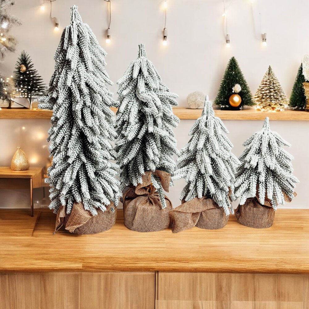 Snow-Covered Tabletop Christmas Trees