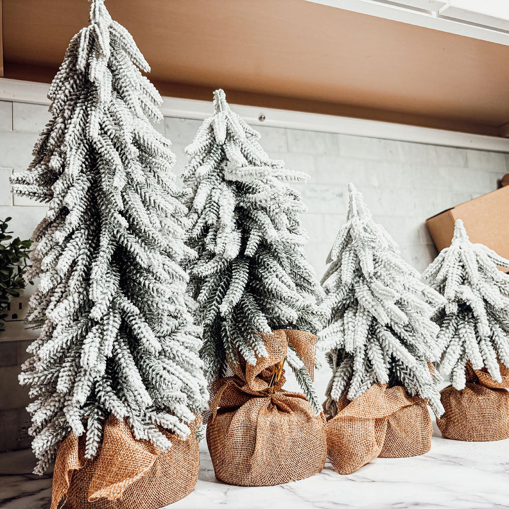 Snow-Covered Tabletop Christmas Trees