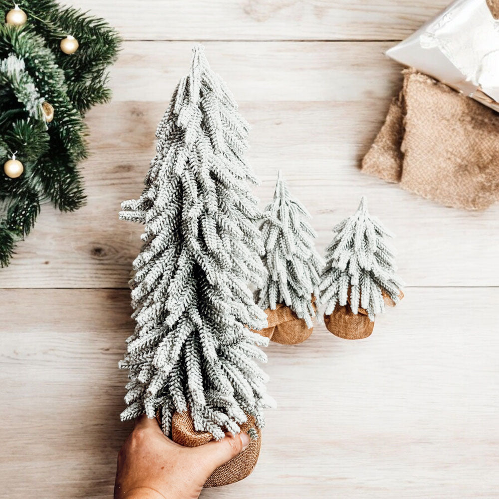 Snow-Covered Tabletop Christmas Trees