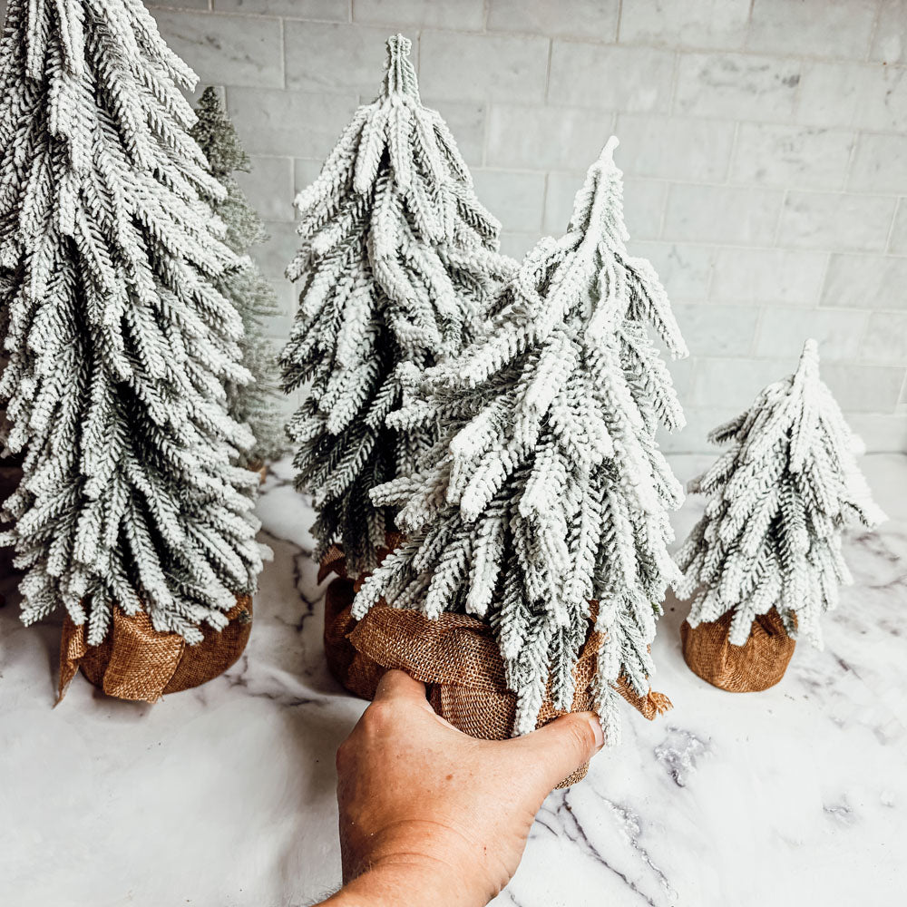 Snow-Covered Tabletop Christmas Trees