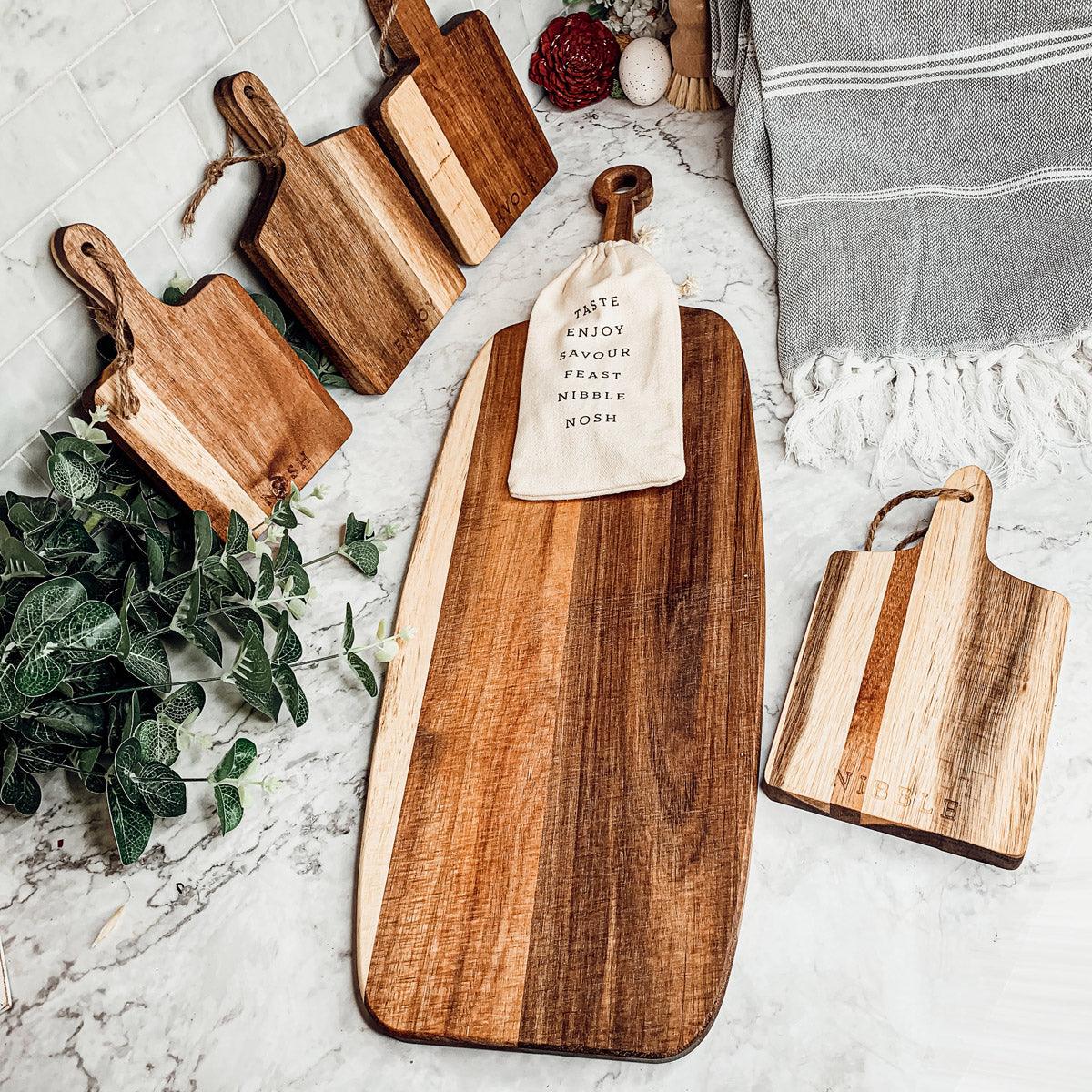 Acacia Serving Board with Six Bamboo Cheese Markers