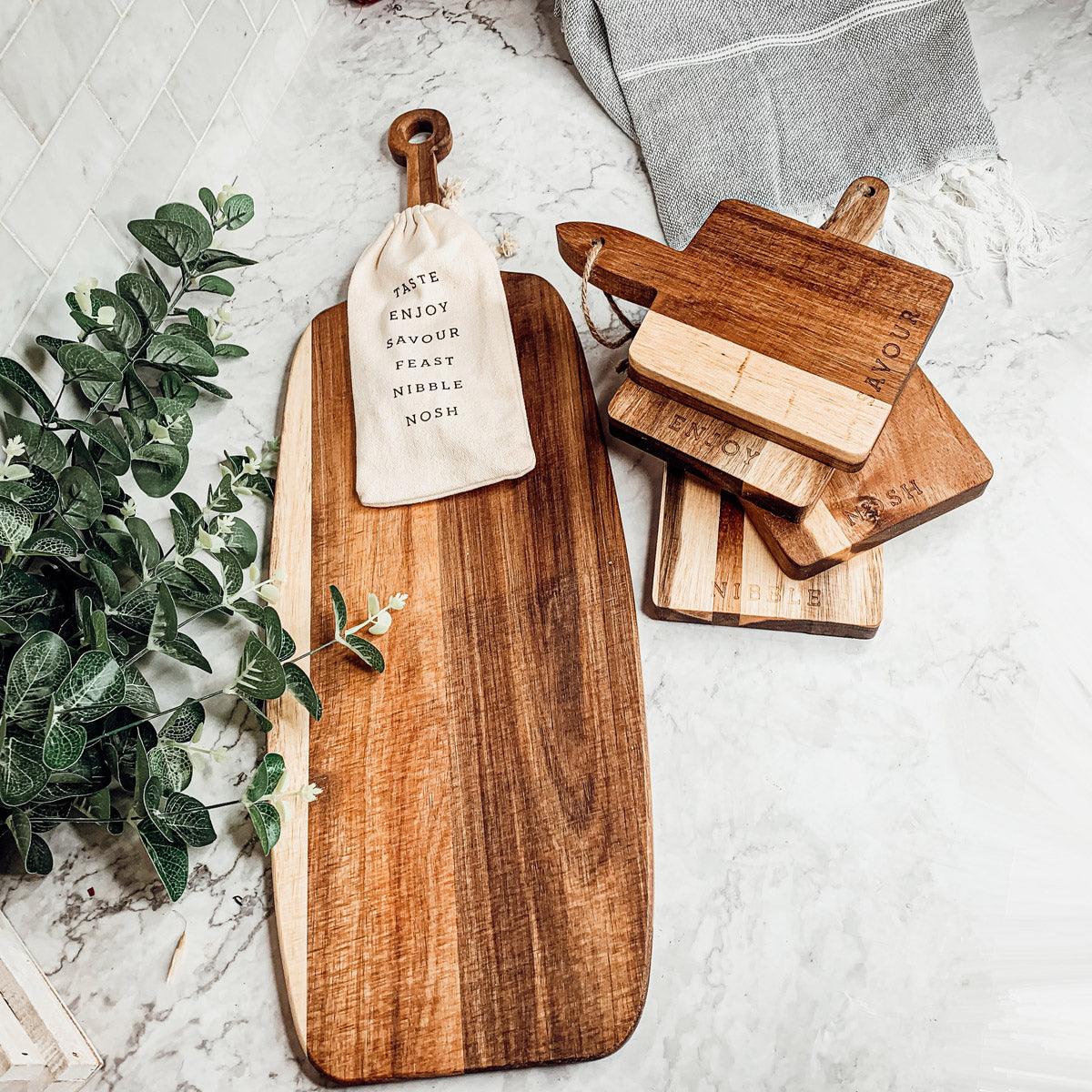 Acacia Serving Board with Six Bamboo Cheese Markers