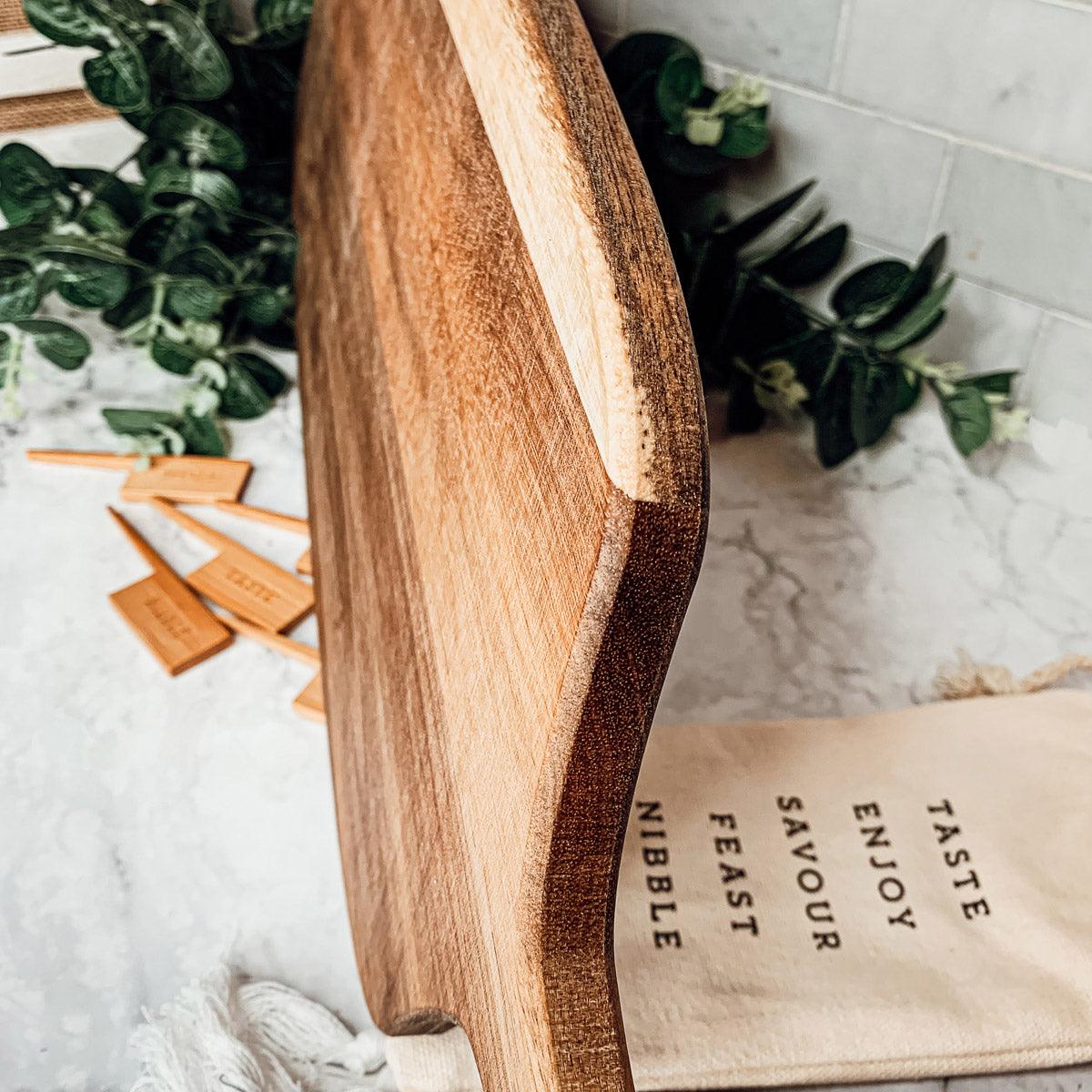 Acacia Serving Board with Six Bamboo Cheese Markers