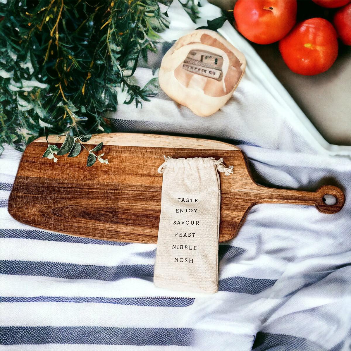 Acacia Serving Board with Six Bamboo Cheese Markers