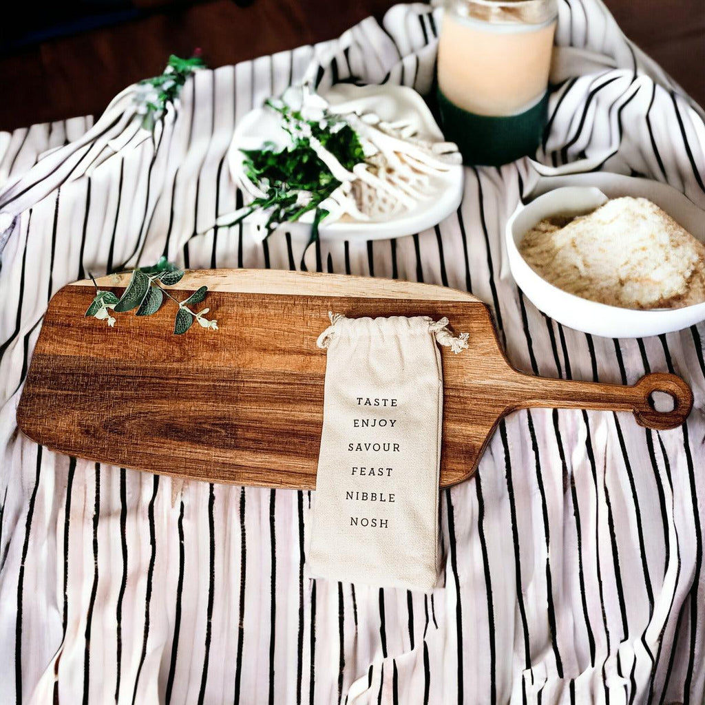Acacia Serving Board with Six Bamboo Cheese Markers