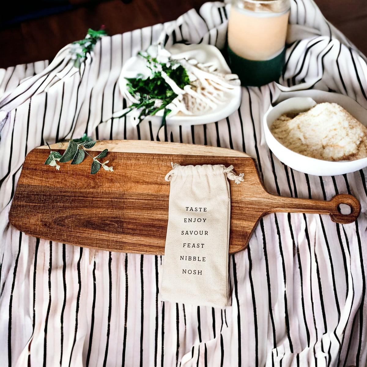Acacia Serving Board with Six Bamboo Cheese Markers