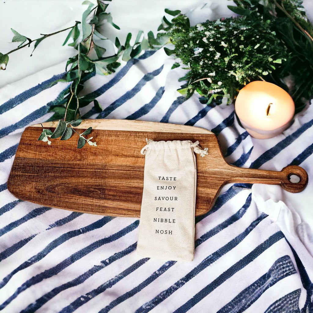 Acacia Serving Board with Six Bamboo Cheese Markers