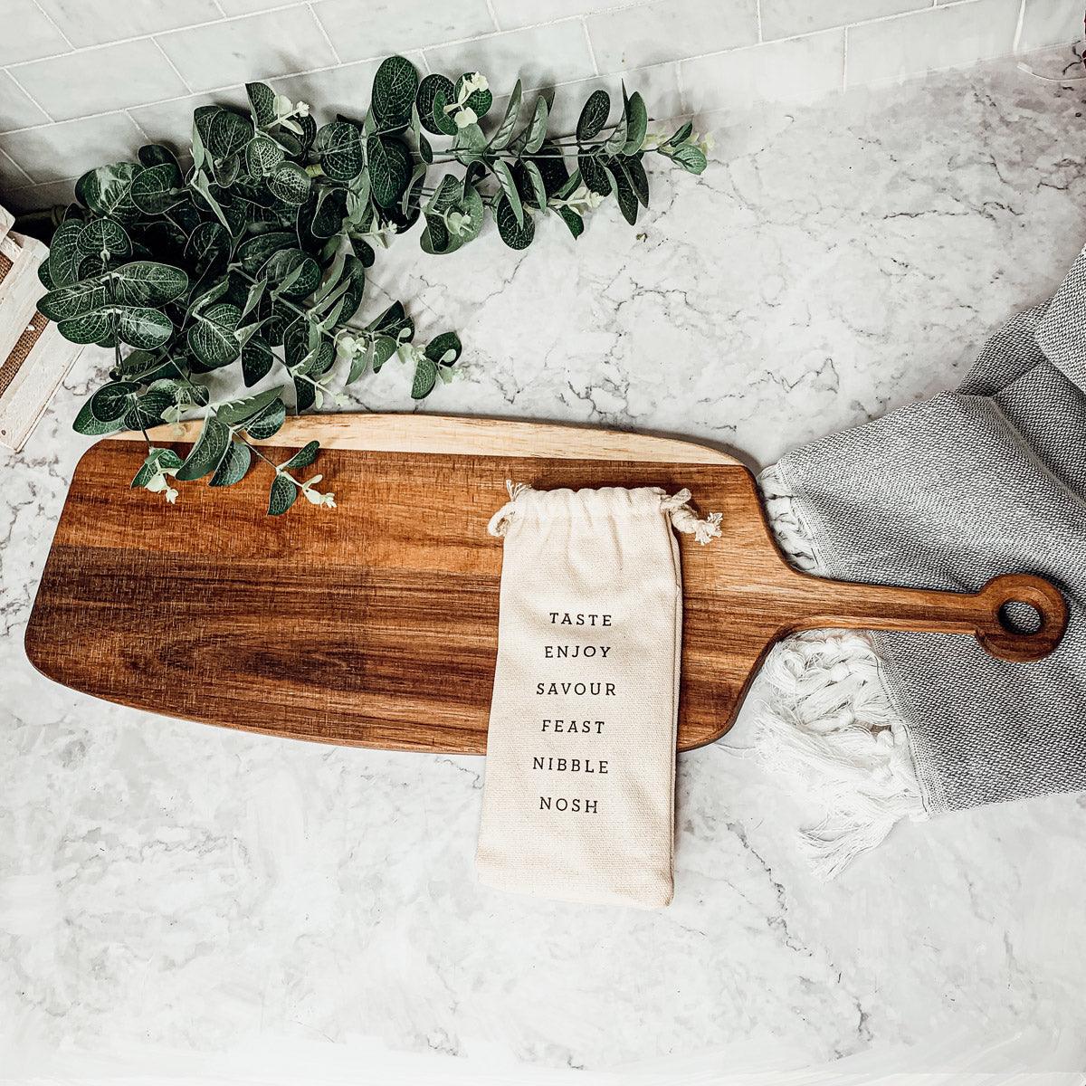 Acacia Serving Board with Six Bamboo Cheese Markers