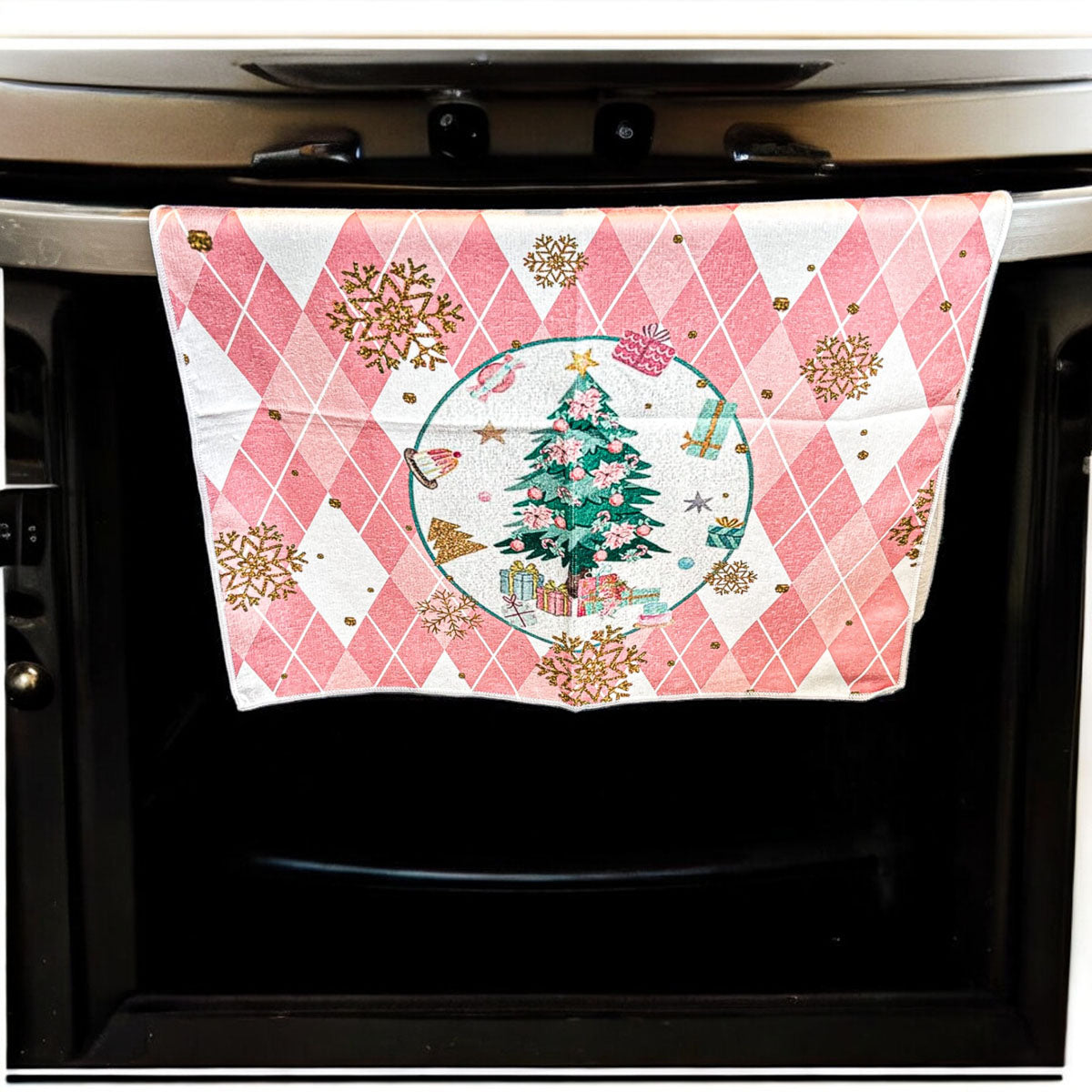 Pink Argyle Christmas Hand Towel