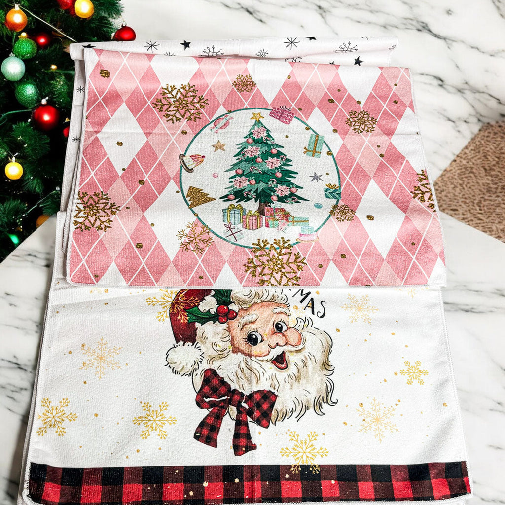 Pink Argyle Christmas Hand Towel