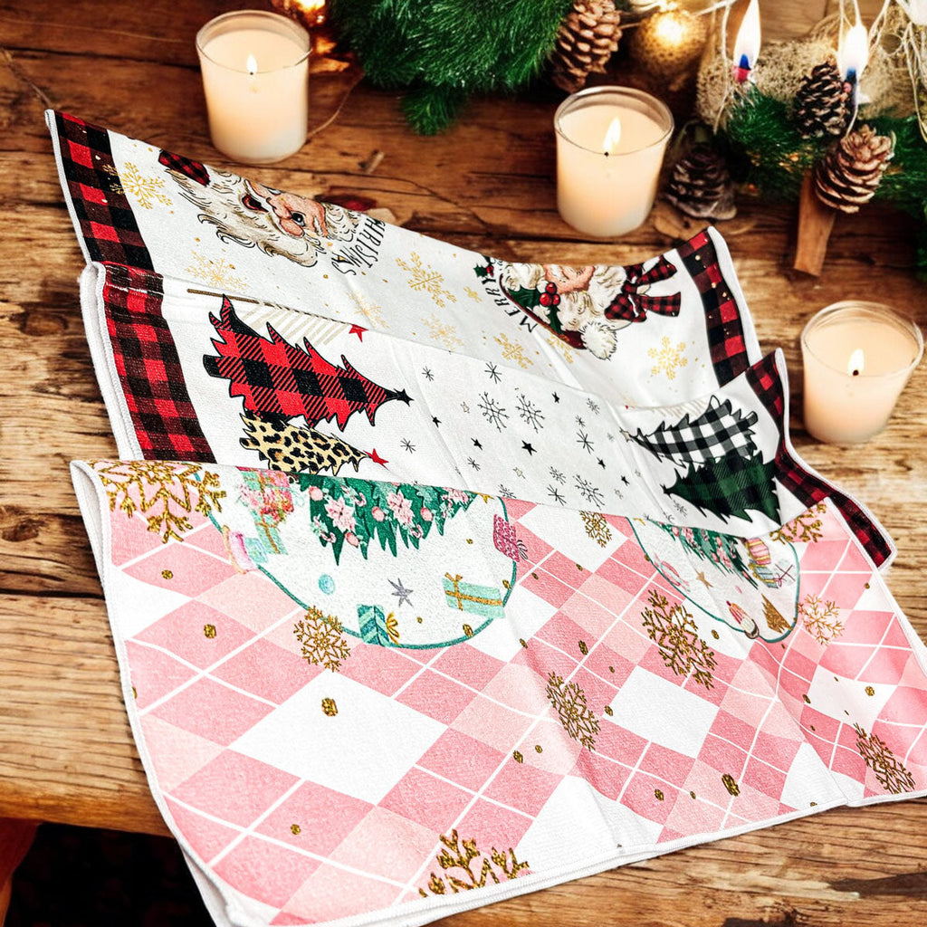 Pink Argyle Christmas Hand Towel