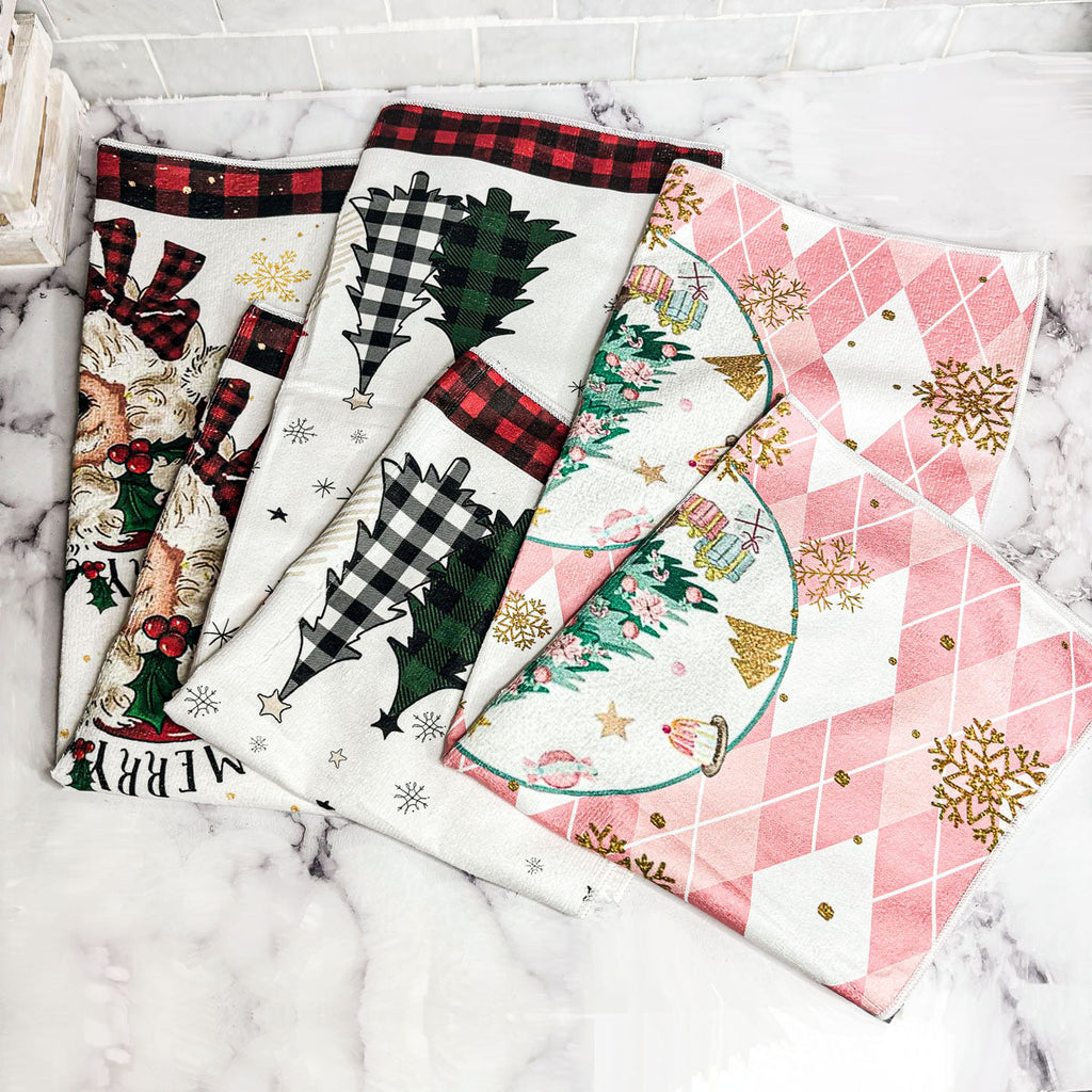 Pink Argyle Christmas Hand Towel