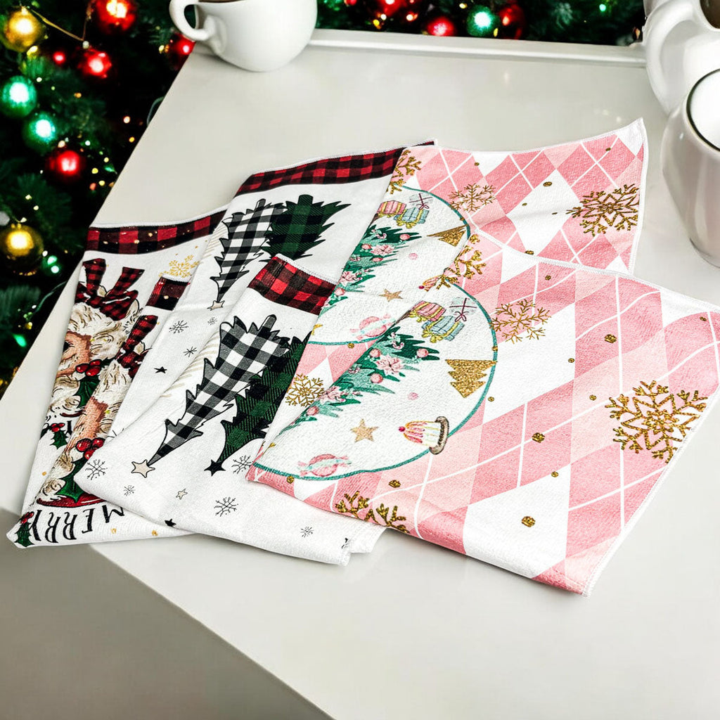 Pink Argyle Christmas Hand Towel