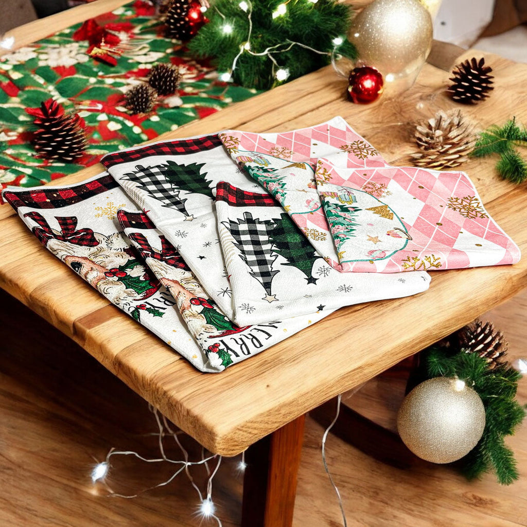 Pink Argyle Christmas Hand Towel