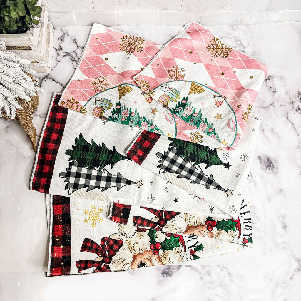 Pink Argyle Christmas Hand Towel