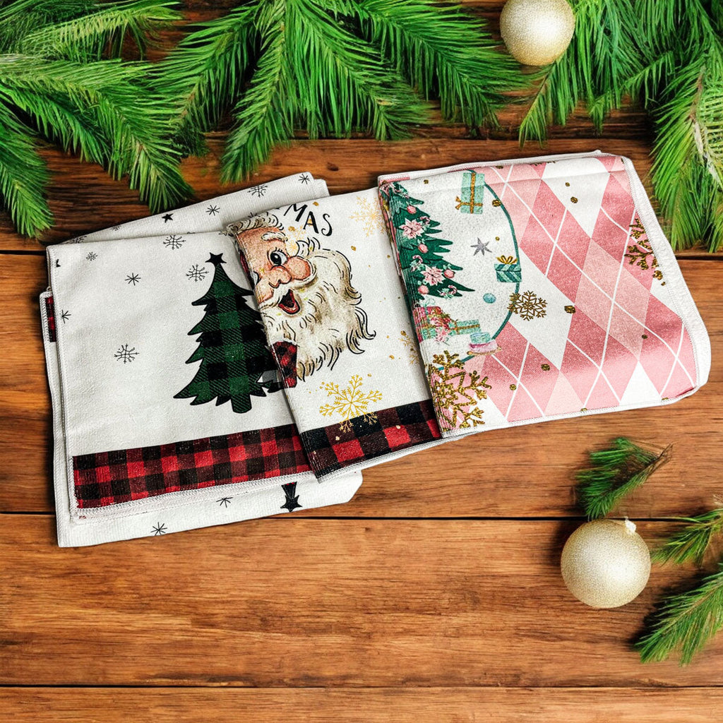 Pink Argyle Christmas Hand Towel