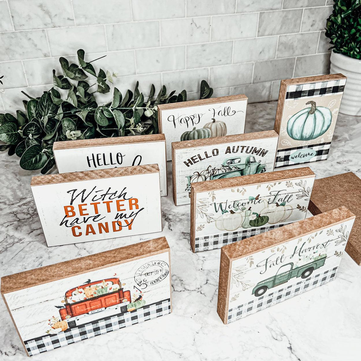 Hello Pumpkin Wooden Shelf Sign
