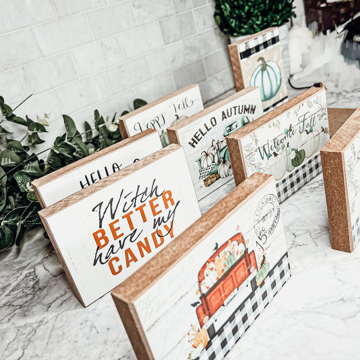 Hello Pumpkin Wooden Shelf Sign
