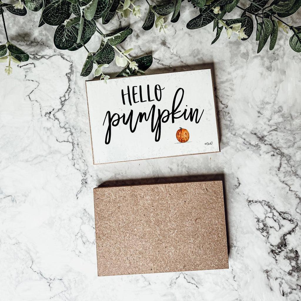 Hello Pumpkin Wooden Shelf Sign