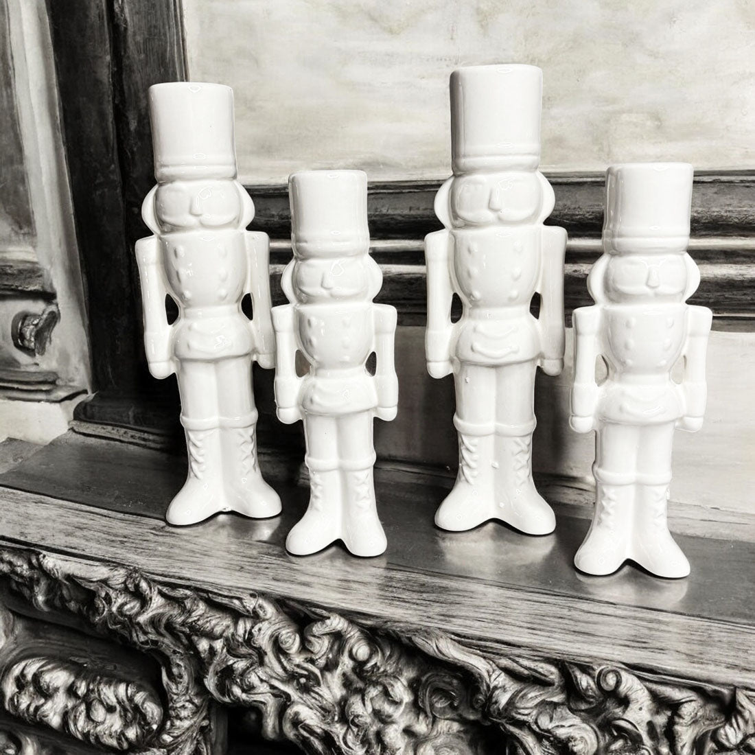 White Porcelain Nutcracker — Individual or Pair