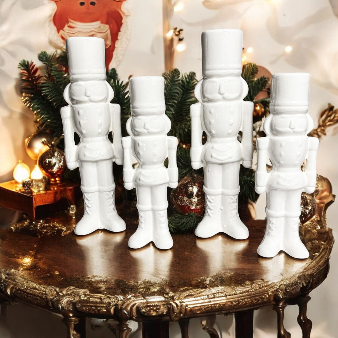 White Porcelain Nutcracker — Individual or Pair
