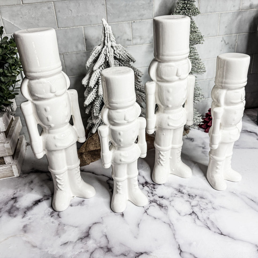 White Porcelain Nutcracker — Individual or Pair