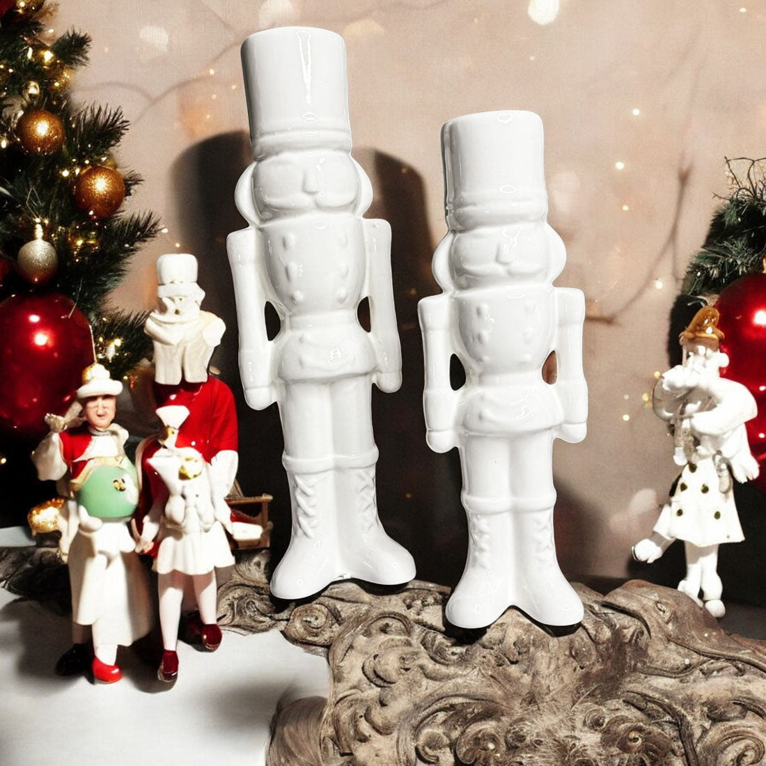 White Porcelain Nutcracker — Individual or Pair