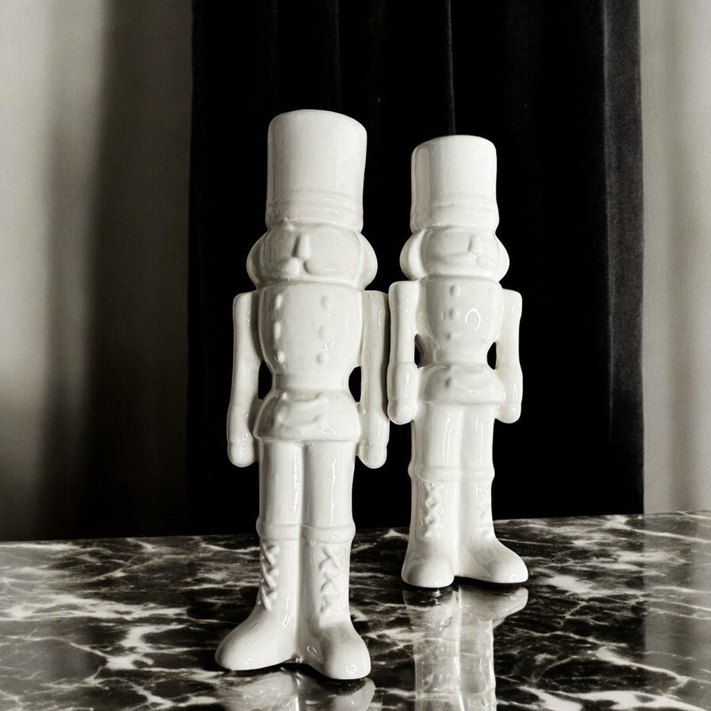 White Porcelain Nutcracker — Individual or Pair