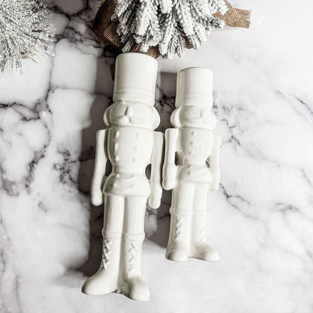 White Porcelain Nutcracker — Individual or Pair