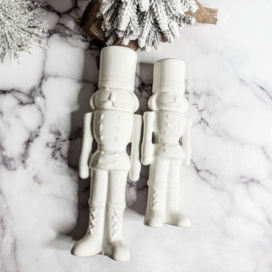 White Porcelain Nutcracker — Individual or Pair