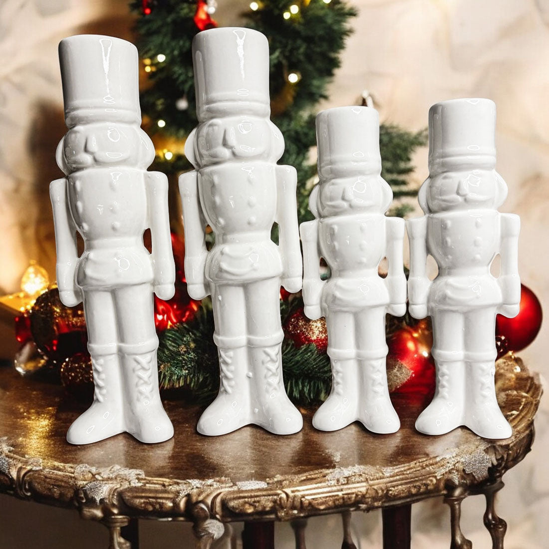 White Porcelain Nutcracker — Individual or Pair