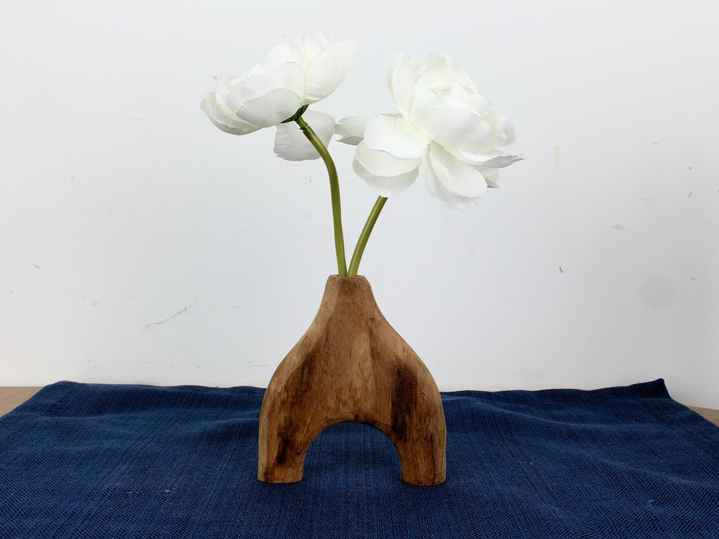 Hand-Carved Wood Bud Vases — Set of 4