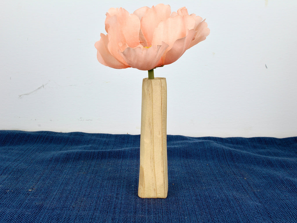 Hand-Carved Wood Bud Vases — Set of 4