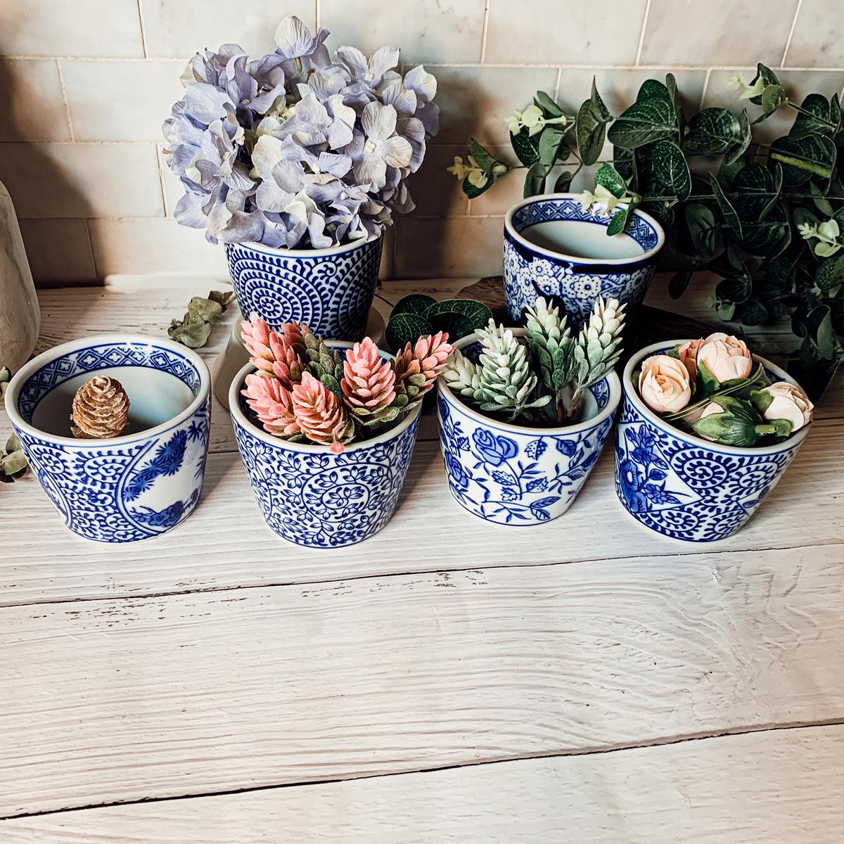 Mini Porcelain Cachepots — Blue & White Chinoiserie