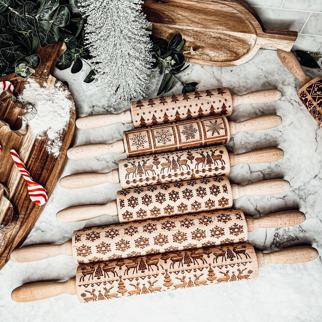 Christmas Embossed Rolling Pin — Choice of Design
