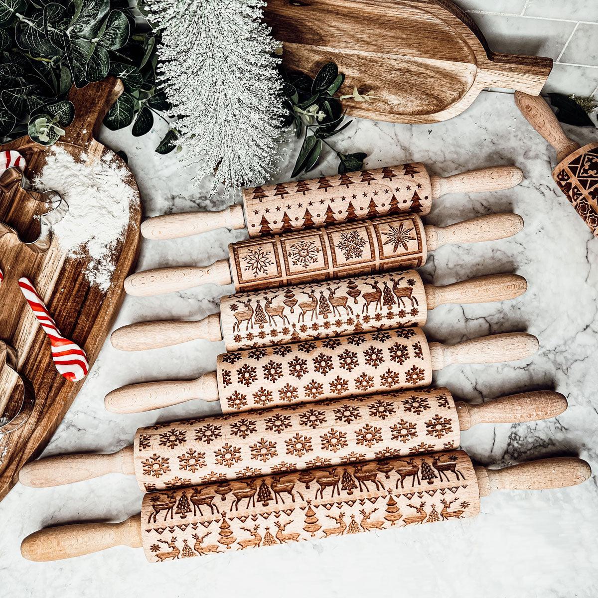 Christmas Embossed Rolling Pin — Choice of Design