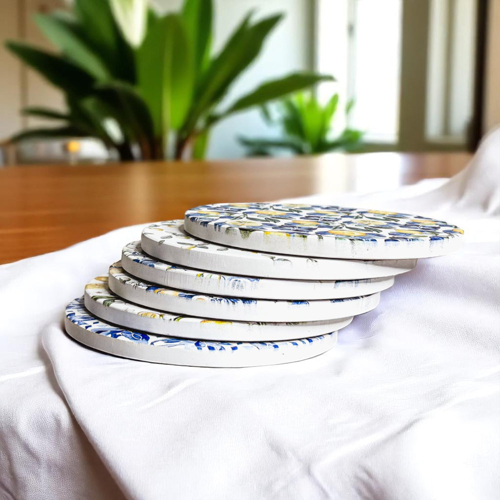 Mediterranean Lemon Ceramic Coasters