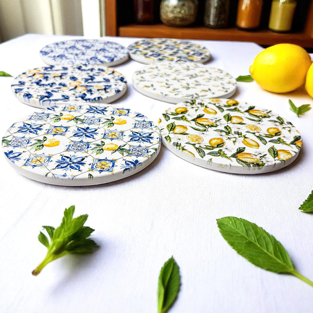 Mediterranean Lemon Ceramic Coasters
