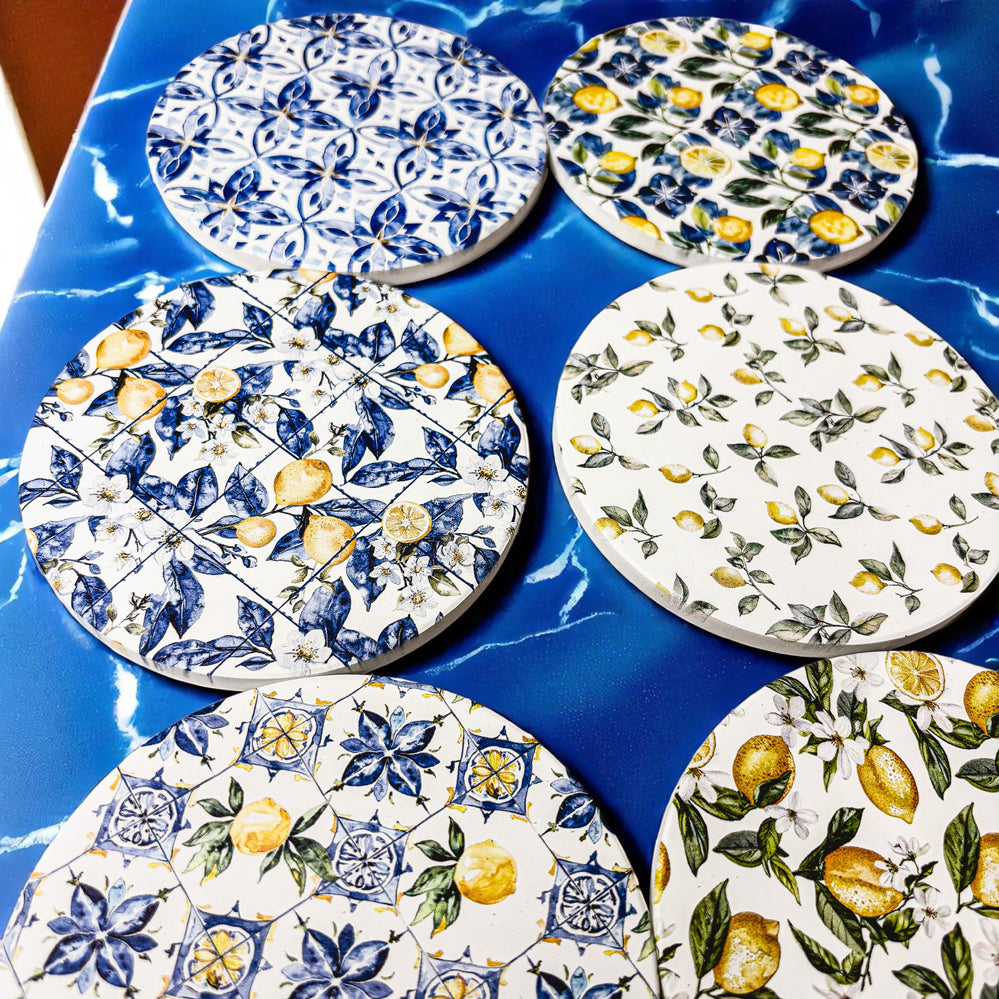 Mediterranean Lemon Ceramic Coasters