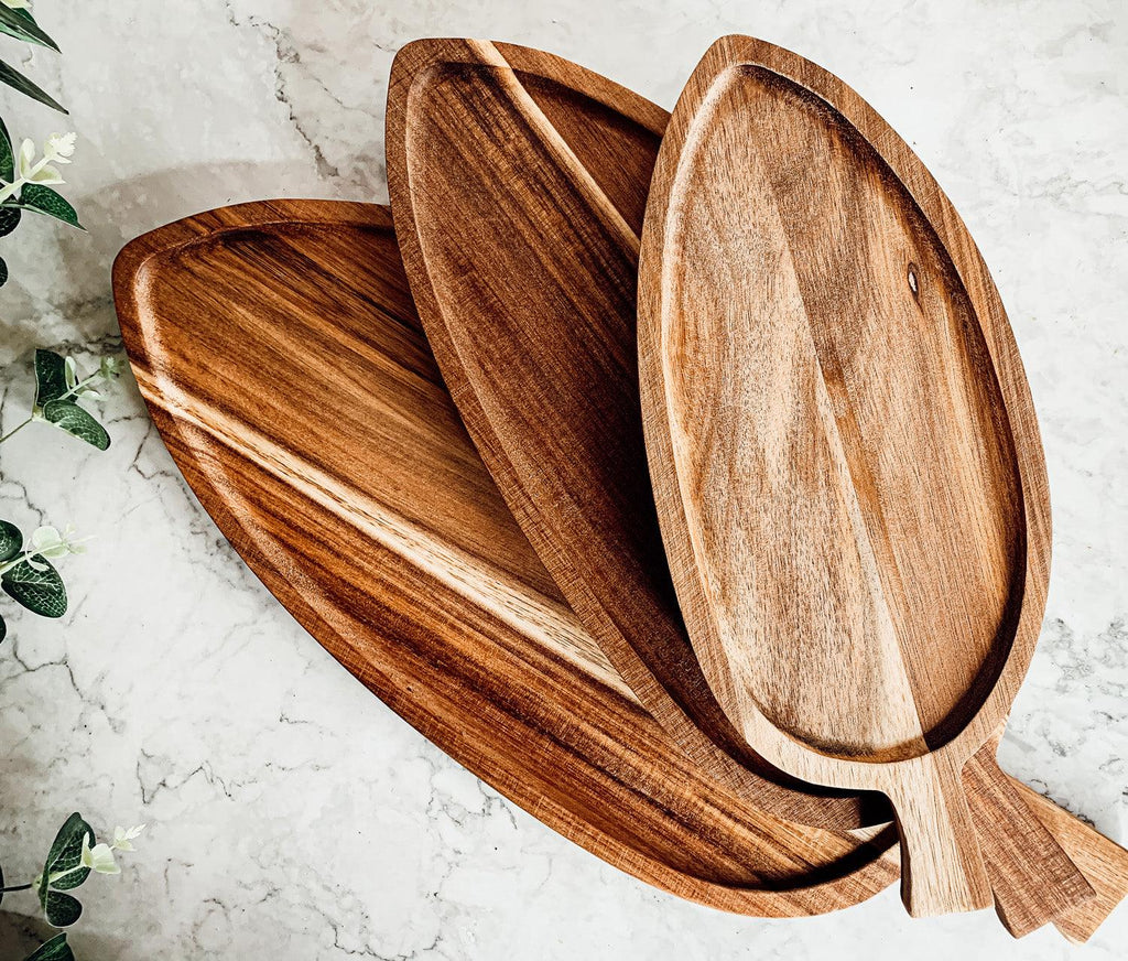 Acacia Leaf Serving Trays — Individual or Set of 3