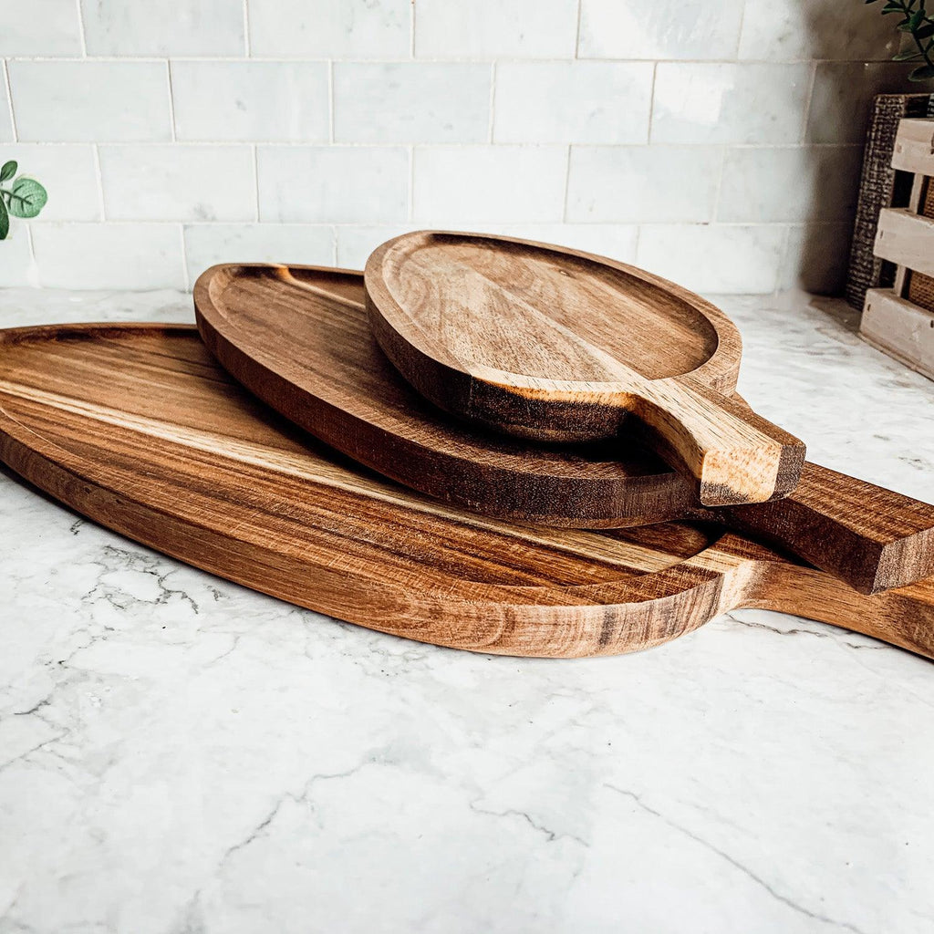 Acacia Leaf Serving Trays — Individual or Set of 3
