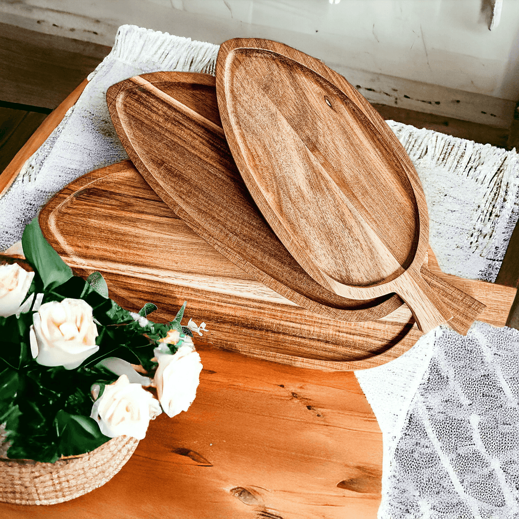 Acacia Leaf Serving Trays — Individual or Set of 3