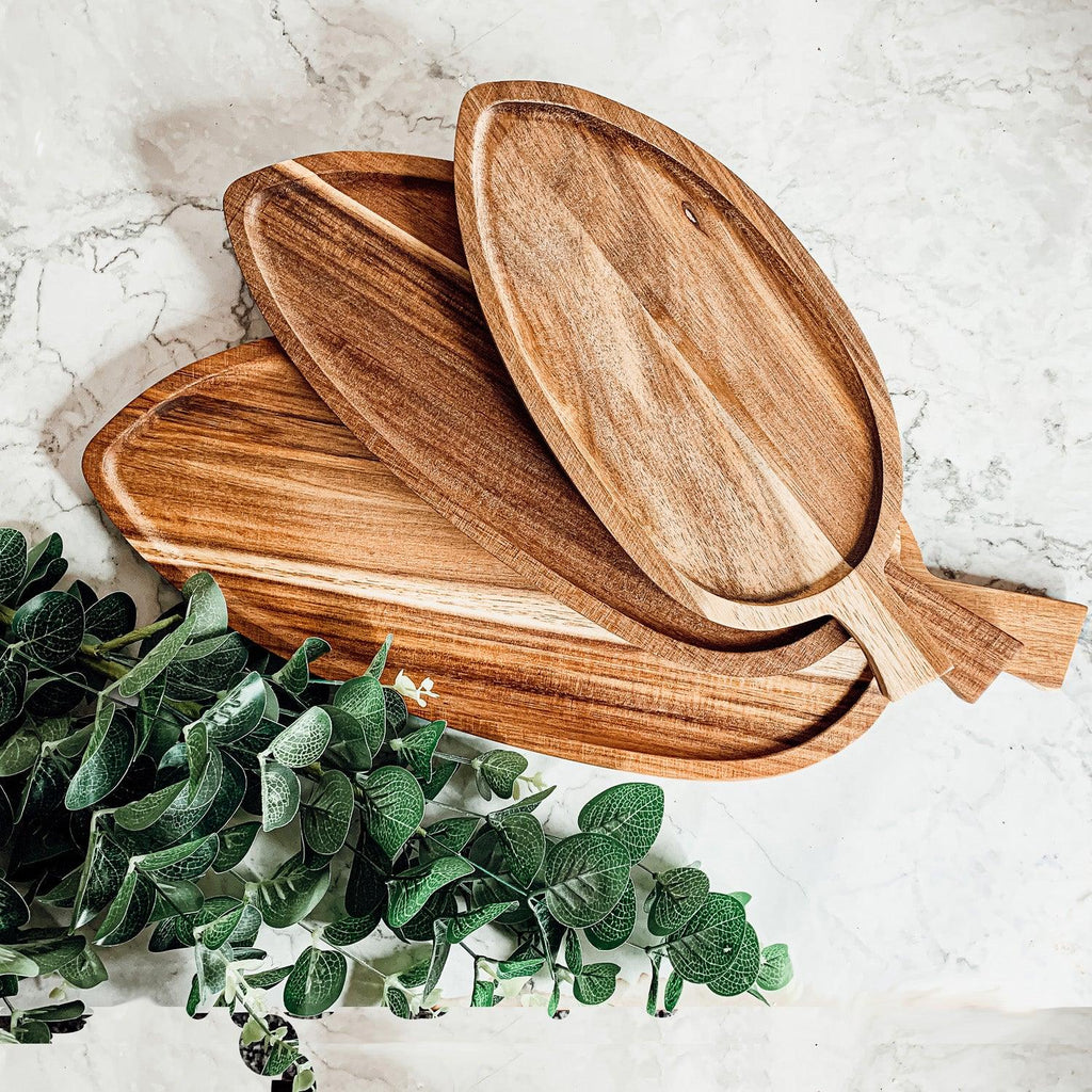 Acacia Leaf Serving Trays — Individual or Set of 3
